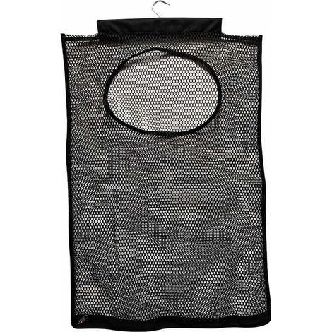 Panier à linge à suspendre, pliable, panier de rangement à suspendre, panier à linge en maille et respirant, panier à linge sale (noir) (1/5)