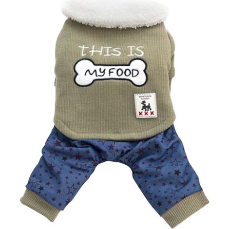 Vêtement chaud pour chien, manteau en coton épais brodé quatre pattes, vert armée, taille S – DELKEVIC (1/5)