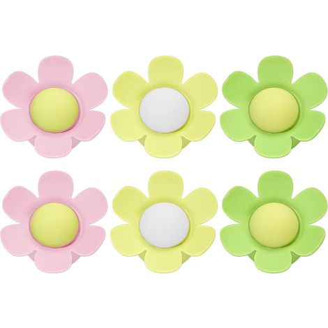 Bouchon de trop-plein d'évier en Silicone, en forme de fleur, anti-odeur, bouchon de lavabo, scellage de vidange pour cuisine, salle de bains, pièces florales, 6 paquets (1/5)