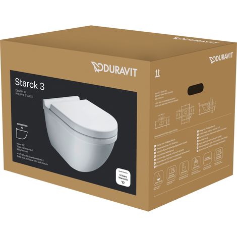 Duravit Starck 3 - Wandklosett mit WC-Sitz SoftClose, Alpinweiß 42250900A1 (1/5)