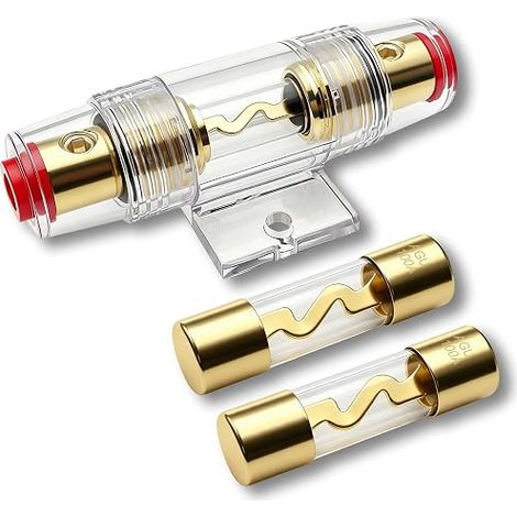 Porte-Fusible en Ligne Plaqué Or, avec Fusibles en Verre (1/5)