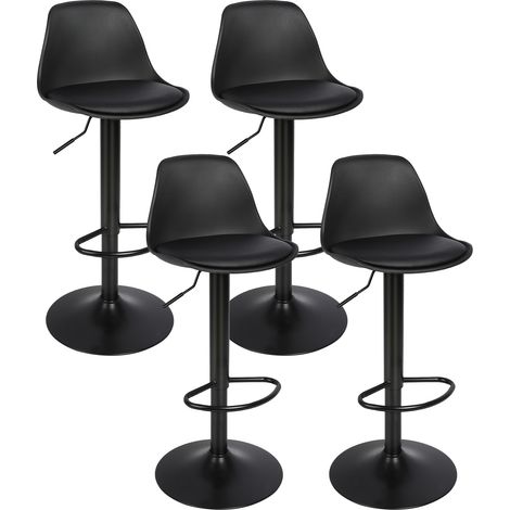 Haloyo® Set mit 4 höhenverstellbaren Barhocker aus Kunstleder, Schwarz (1/5)