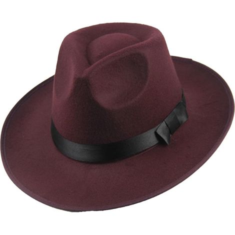 Sombrero Panamá rígido de ala ancha para hombre y mujer - Gorra vintage de otoño - Negro
