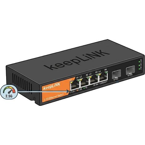 Commutateur, 6 ports, capacité Multi-Gigabit, 4x2,5GbE 1x10G SFP (1/5)