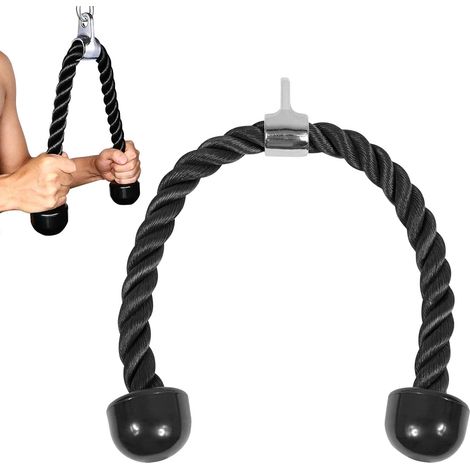 Corde Triceps Musculation Nylon Tricep Rope Corde Fitness Musculation avec Poignée Attachement de Câble de Corde pour Gym ou Maison