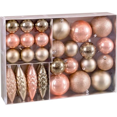 Set de 31 boules de Noël rose et doré (1/3)