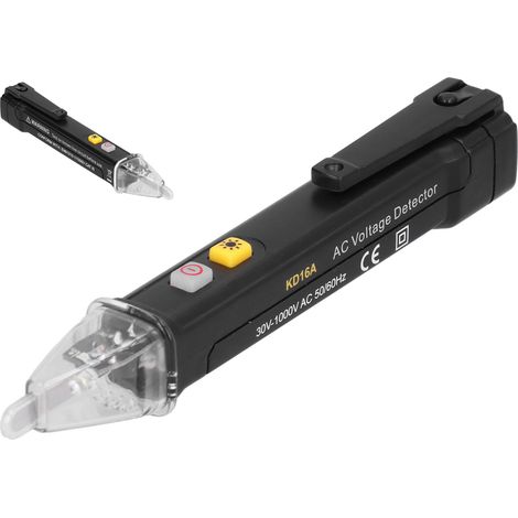 Schwarzer Wechselspannungsprüfer mit akustischer und optischer Anzeige, Stromprüfstift-Detektor KD16A (1/5)
