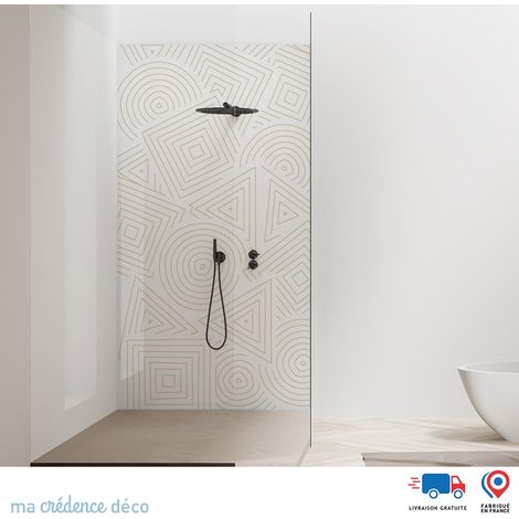 Panneau de douche : Motifs géométriques abstraits - Couleur Beige ivoire - Alu composite - 90 - 245 (1/2)
