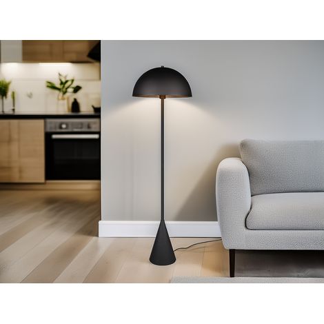 Kleine Stehleuchte ALFIE in Pilzform aus Metall Schwarz, Höhe 130cm