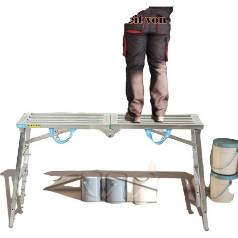 Tabouret pliant, matériau en acier galvanisé, charge maximale 200 kg, hauteur réglable 60-90 cm, épaisseur de paroi du tube 1,0 mm, pieds de support antidérapants (1/5)