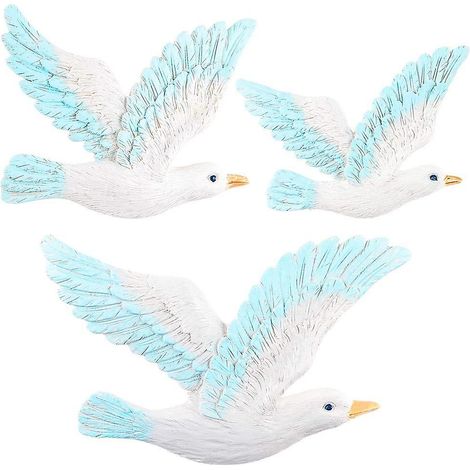 Ensemble de 3 décorations murales en forme de mouette pour une chambre sur le thème de la plage