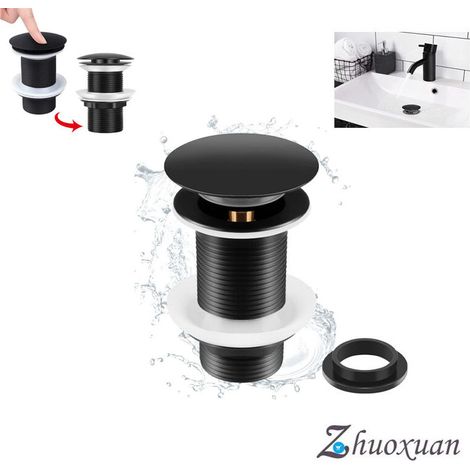 AGE Bonde de Lavabo Noir Sans Trop Plein, Bonde de Lavabo Pop Up Noir Universelle, Bonde de ge Sans Trop Plein, Bonde de nge Sans Trop Plein, Bonde Pop Up Automatique pour Vasque a Poser (1/5)