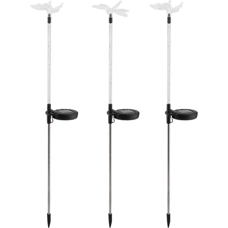 Lot de 3 lampes solaires LED colorées étanches à piquer pour pelouse, jardin et cour (1/5)