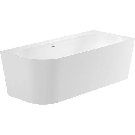 Baignoire d'angle droite "RAINA" 320 L en Stonex avec vidage et siphon - 1800 x 800mm - Blanc - Roca (1/2)