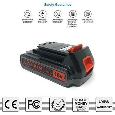 Batterie Srna BL2018 18V 2Ah Lithium-ion Compatible Black & Decker BL1518, BL1518l, BL1518-XJ, Remplacement pour Perceuse Visseuse, Outillage Électrique