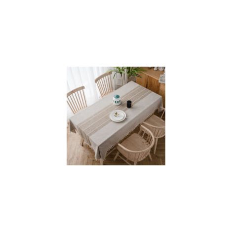 Moderne Lin Coton Nappe de Table Rectangulaire Nappes pour Table Rectangulaire Home Cuisine Décoration (110x110cm,Café) (1/5)