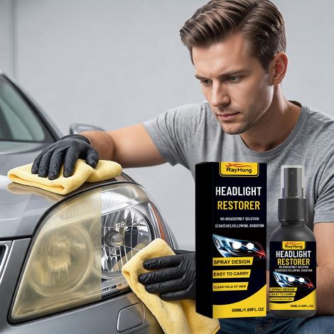 Scheinwerfer-Pflegespray – entfernt Vergilbung, beseitigt Beschlag, sorgt für langanhaltenden Glanz, haftet optimal am Scheinwerfer und pflegt ihn leicht – 50 ml -- BIEMMEDUE (1/5)