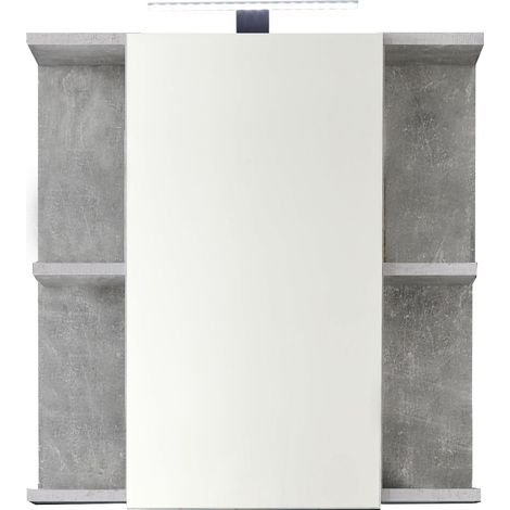 Armoire Murale de Miroir de Salle de Bains avec Espace de Rangement, Matériau en Bois, Pierre de béton, 60 x 62 x 79,5 cm (1/3)