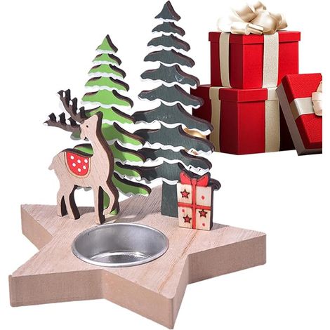 Porte-bougie de Noël en forme de renne, 12×12×12 cm, décoration de Noël, décoration de table. (1/5)