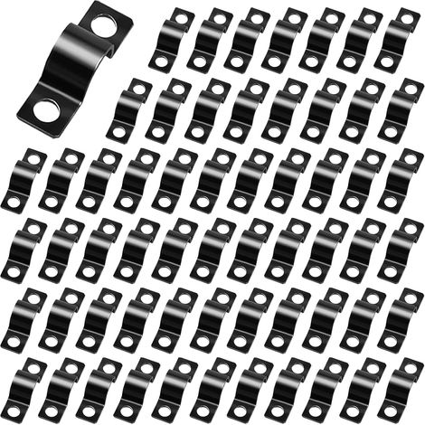 60 Pièces Fixation Grillage Rigide Sur Mur Fabriqué en Fer 6mm Cavalier Cable Electrique Finition Zinguée Noire Collier de Serrage Fixation Double Face Résistant à La Corrosion (1/5)