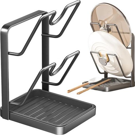 Étagère de rangement pour couvercles de casseroles : support pour couvercles de casseroles, planche à découper de comptoir, organisateur de cuisine av (1/5)