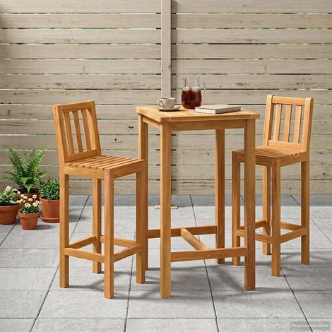 vidaXL Outdoor Bar Set 3 pcs Unbehandelt Massivholz Teak (1/5)