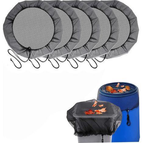 Lot de 5 filets de protection pour baril d'eau – 120 cm –Couvercle filet pour tonneau de pluie Cordon de serrage – Anti-insectes et débris – Polyester résistant, protège contre les débris (1/5)