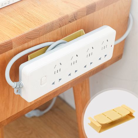 Support Pour Prise - Fixation Autocollante Sans Perçage - Pour Gestion De Câbles Sur Bureau Ou Mur - Blanc - 14,2 x 5,7 x 2,2 cm - 1 Pièce (1/5)
