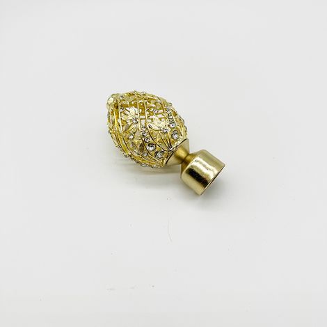 Dos remates para barra de cortina: cabezas decorativas de hierro forjado con tornillos, de 25 mm, con brillantes pedrería (dorada). (1/5)