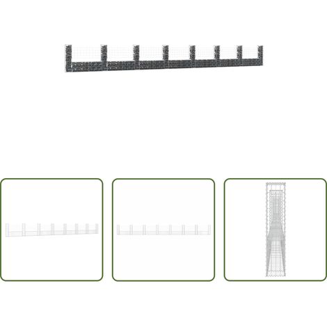 vidaXL Jardinage - Panier de gabion en forme de U avec 8 poteaux Fer 860x20x100 cm (1/5)
