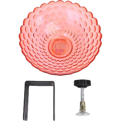 Abreuvoir fixé sur deck avec clamp ajustable Plastique modèle détachable Couleur Rouge taille 17.5x13cm pour jardin, balcony, terrasse ou fence - 1 set complet (3 parts). (1/5)