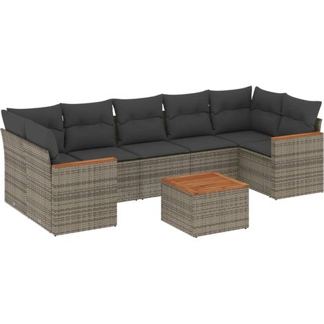 Maison Exclusive - 8-tlg. Garten-Sofagarnitur mit Kissen Grau Pol