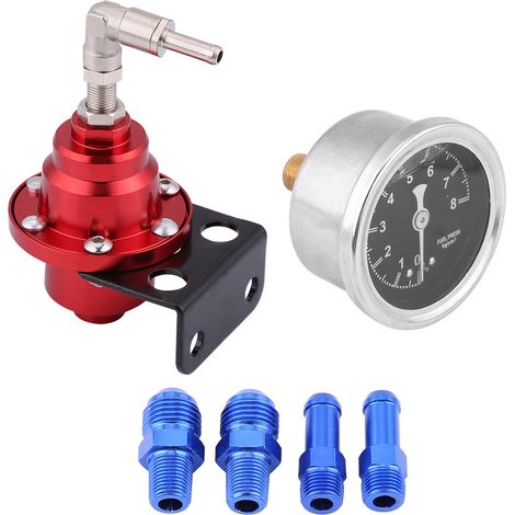 Kit de manomètre de régulateur de pression de carburant universel en aluminium pour automobile, 160 psi, réglable 1:1 (rouge) (1/5)