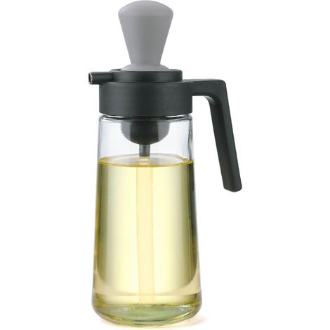 Distributeur d'huile d'olive multifonction 2 en 1, bouteille en verre avec pinceau en silicone (1/5)