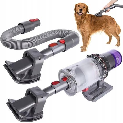 Rosfix GroomSet Pro V7/V8/V10/V11 – Set bestehend aus Kammbürste, flexiblem Schlauch (160 cm) und Adapter  Zur Entfernung von Hunde- und Katzenhaaren  Klicksystem  Verstellbare Nadeln