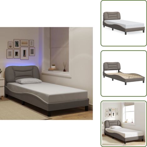 Cama con LED - vidaXL Estructura de cama con LED sin colchón Hvar tela taupe 90x200 cm - Cama con cabecero