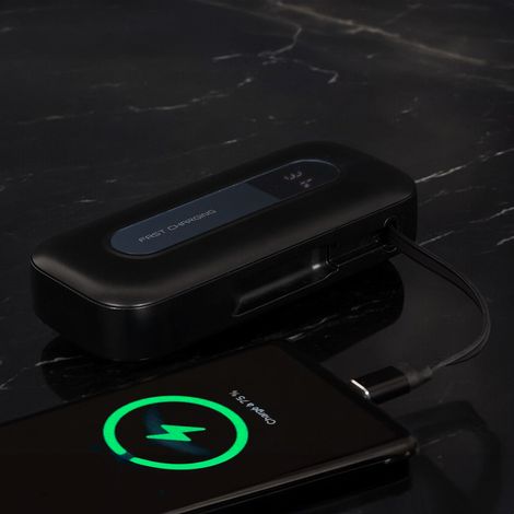Batterie Portable - BE MIX - 10000 mAh - Câble Rétractable - Noir (1/5)