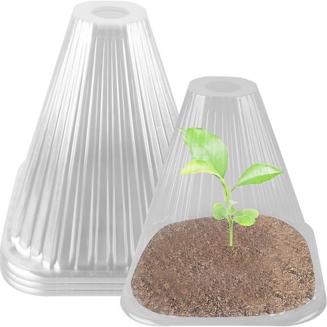 30 Pack Plant Hats, 18 cm Tall Frost Protection Transparent Cover for Salad Plants, Bird Protection, Protect Plants from Pets, (1/5)