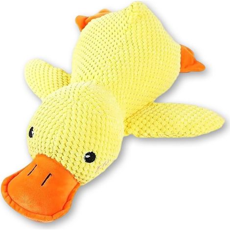 Jouet en Peluche pour Chien Forme de Canard Jaune Peluche Sifflante et Résistante pour Mâcher Nettoyage des Dents et Soulagement de l'Anxiété des Animaux de Compagnie (1/5)