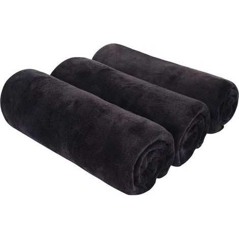 Sporthandtuch, Schweißhandtuch, schnelltrocknend, saugfähig, Mikrofaser, Trainingshandtuch für Damen und Herren, 40 x 80 cm, 3er-Pack, Schwarz (1/5)