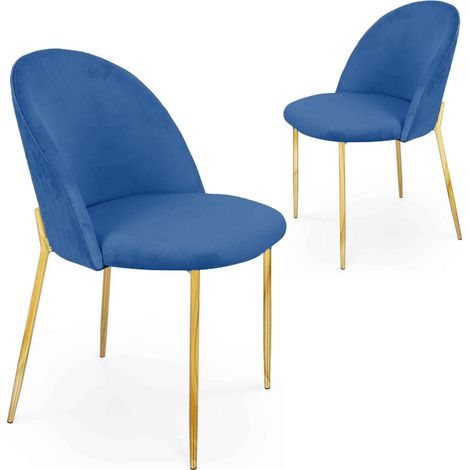 Lot de 2 chaises design en velours bleu ARABEL (1/5)