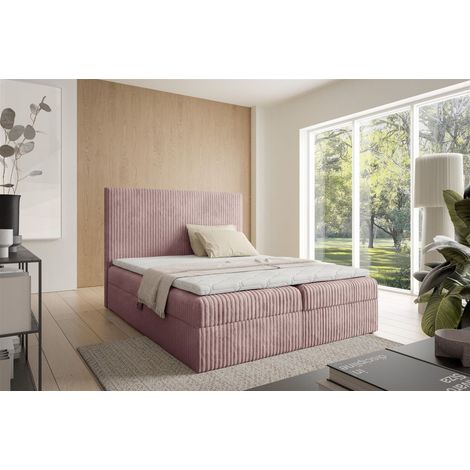 Boxspringbett Schlafzimmerbett ARNAU 160x200cm Stoff Tilia Rosa