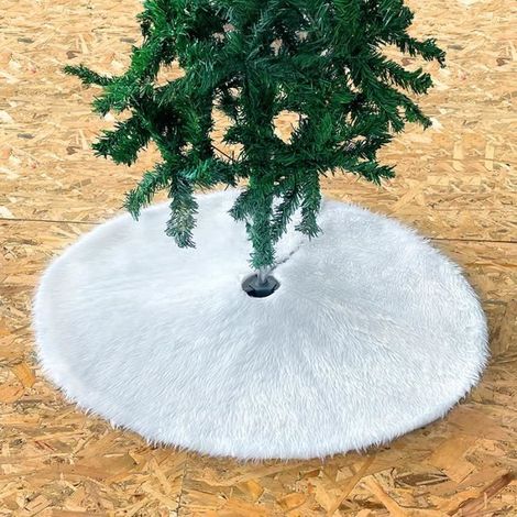 1 pièce de jupe de sapin de Noël blanche décorée de tapis de couverture de pied de sapin de Noël en peluche de 78 cm-BEMSM (1/3)