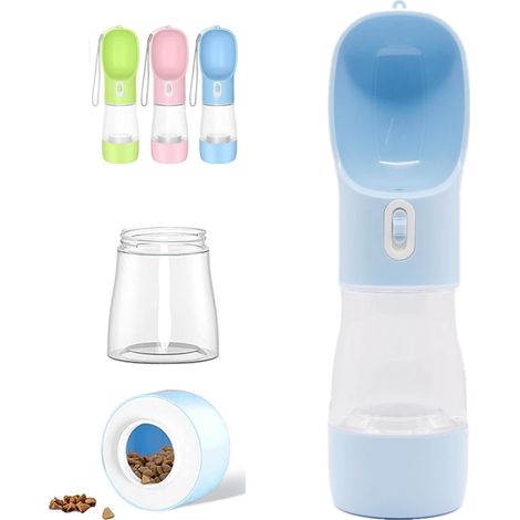 1 Gourde Chien 258 ML Compartiment Croquettes 200 ML PC ABS Sans BPA Étanche Promenade Voyage Randonnée (1/5)
