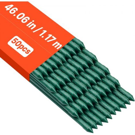 Soportes para Plantas, Ø11x1170 mm, Tutores de Metal Recubiertos de Plástico a Tomates, con Extremo Puntiagudo y Topes Antideslizantes para Cultivo de Plantas Trepadoras y Hortalizas, 50 uds (1/5)