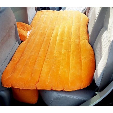 775310 Matelas de voiture gonflable avec pompe intégrée et 2 coussins  Couleur: Orange