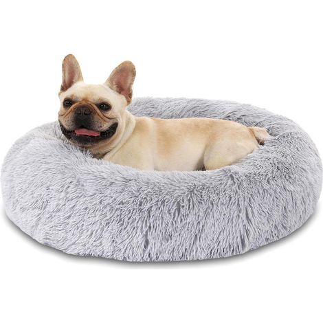 Flauschiges Hundebett & Katzenbett Donut, waschbar, Ø40cm Hellgrau