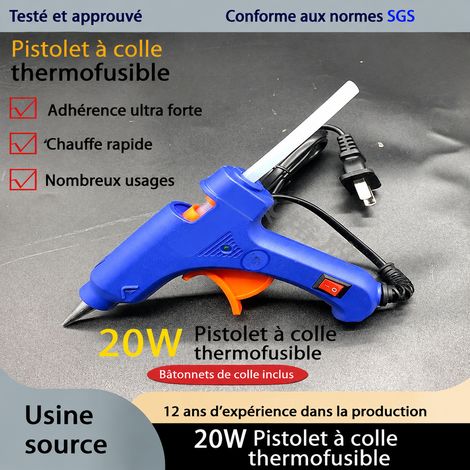 Pistolet à colle thermofusible 20W buse en cuivre débit régulier pour bâtonnets 0,7 cm 1 kg – Livraison gratuite (1/5)