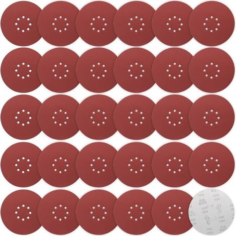 Disque Poncage 225 mm, 30 Pièces Disque Abrasif 225mm 8 trous Grain P600 Disques de ponçage 225mm Papier Abrasif Disques abrasifs auto-agrippants pour ponceuses à long cou, Ponceuses à plâtre (1/5)