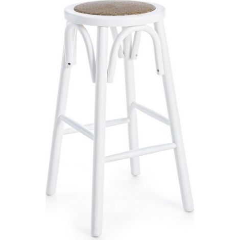 Sgabello da bar Circle per interno, Struttura In Legno Di Olmo, 40 x x 40 x 73 cm -Bianco (1/5)